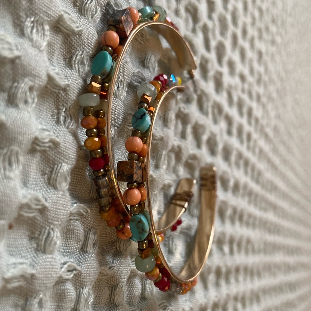 Boho Beaded Hoop Earrings